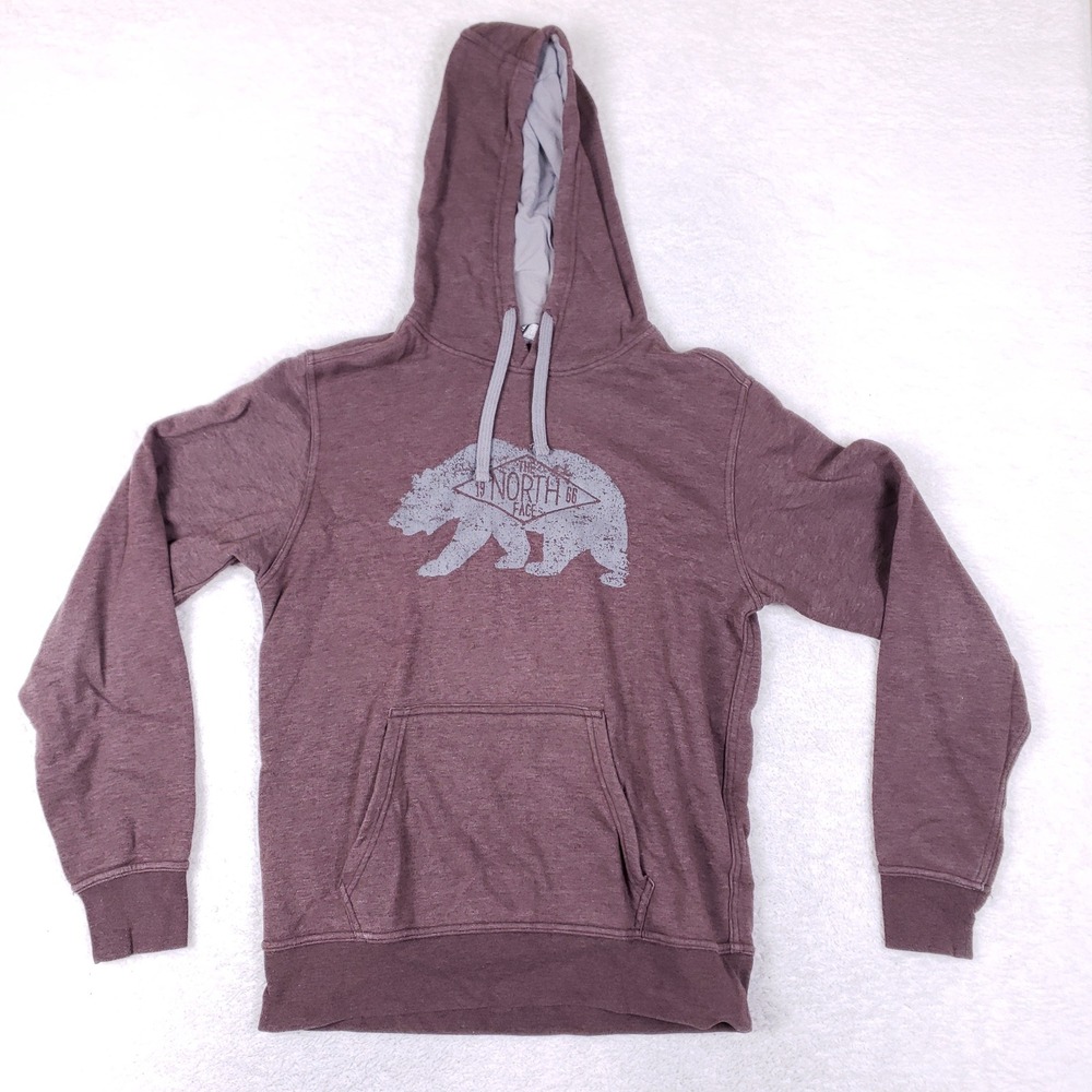 The North Face Hoodie Mens Small Bear Graphic Pullover Maroon Gorpcore Outdoors